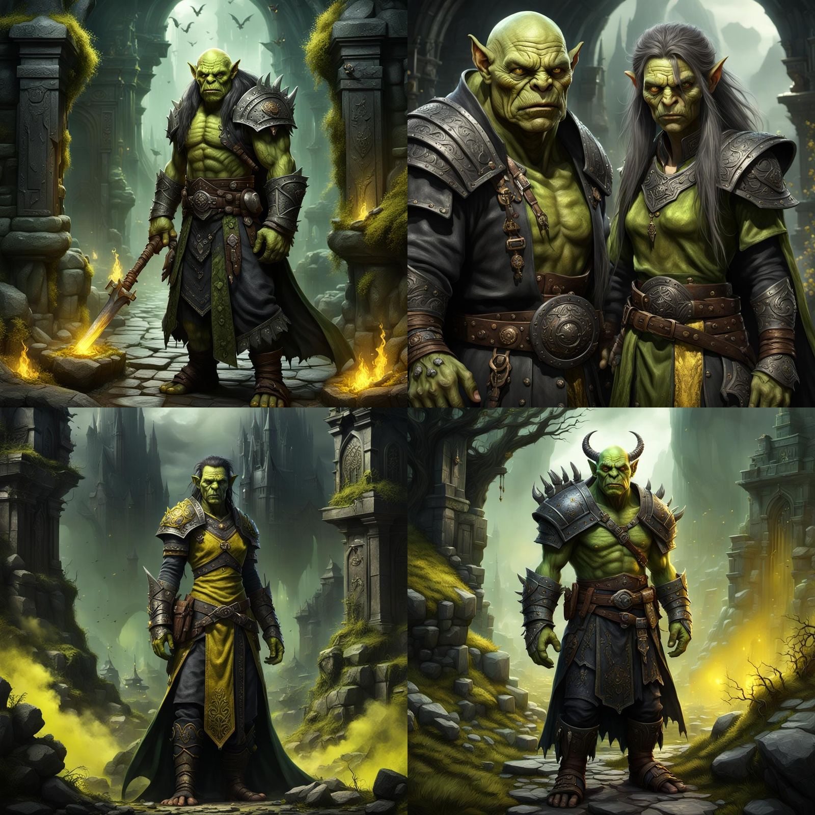 Young Orc Sorceress with Scimitar: Fantasy Concept Art