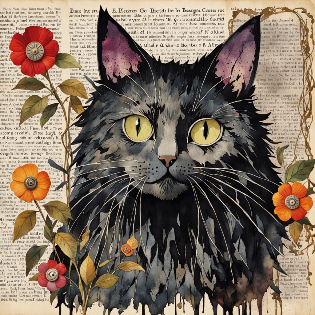 Ethereal Gothic Feline Tapestry