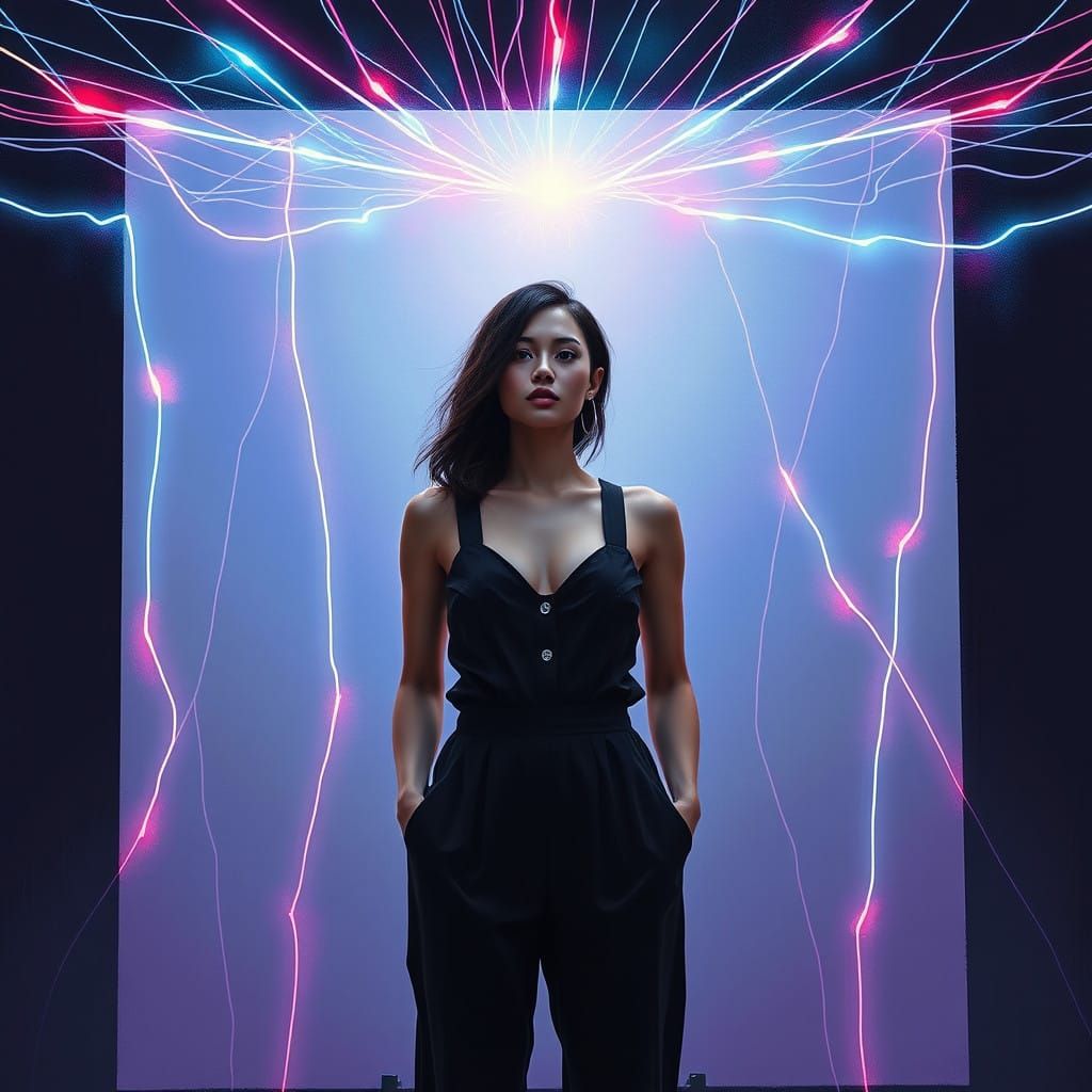 Surrealist Neon Goddess in a Void Canvas Aesthetic