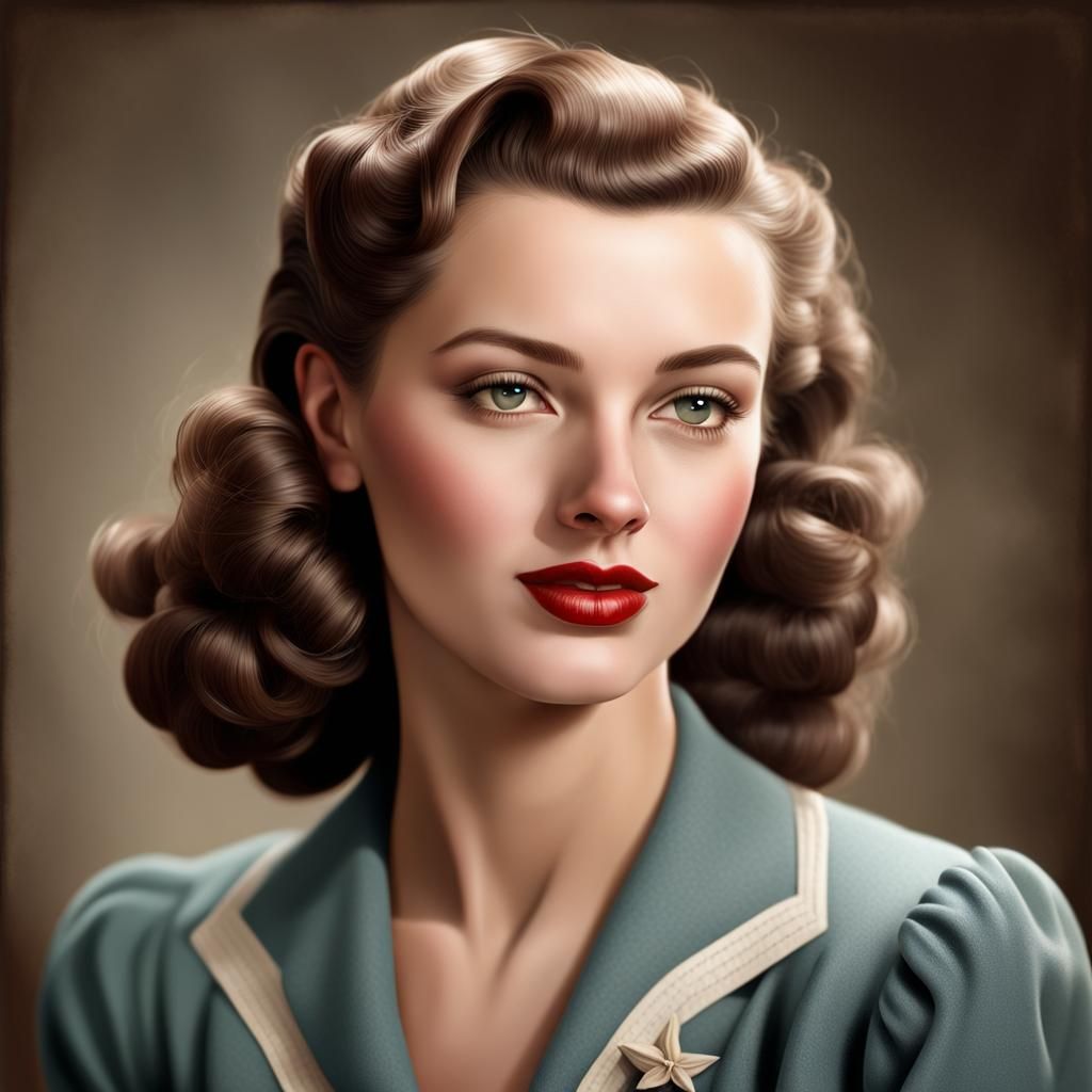 Realistic Portrait of 1940s American Woman