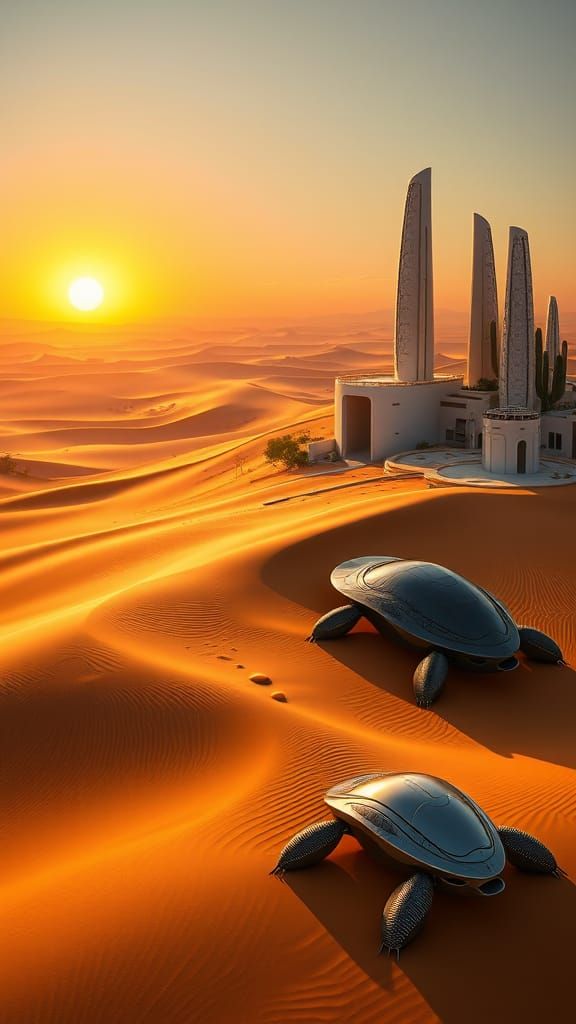 Hyperrealistic Panorama of Desert Metropolis