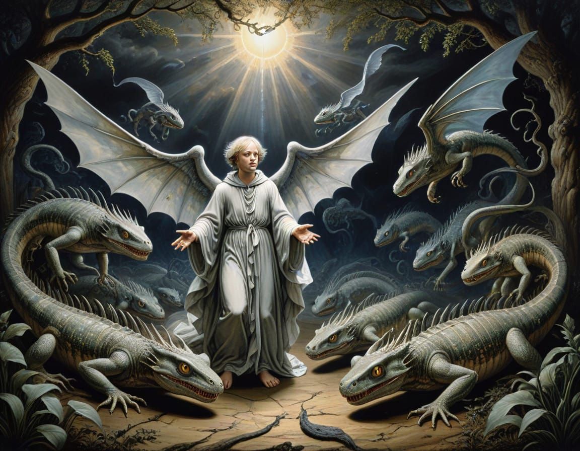 William Blake-Inspired Metaphysical Masterpiece with Angelic...