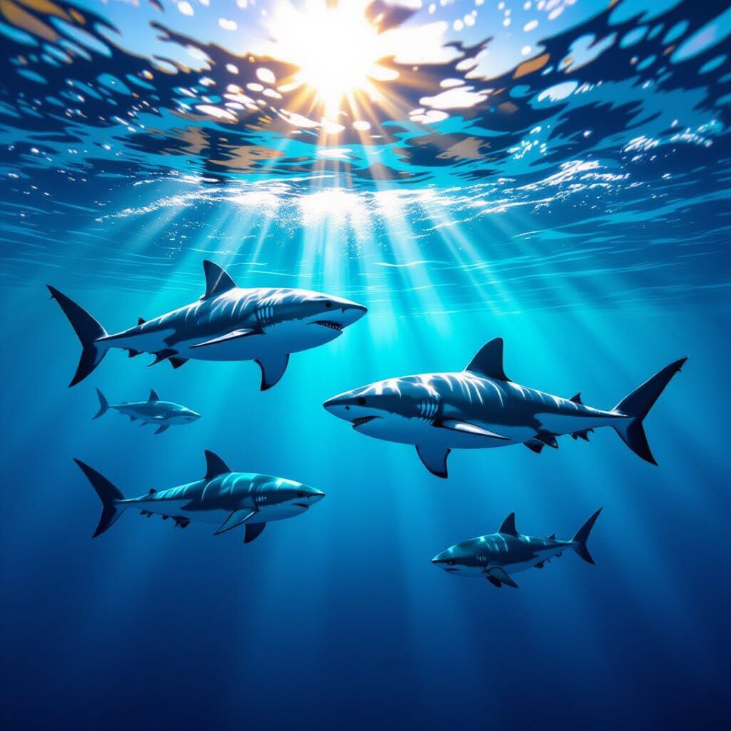 Sharks Hunting Beneath the Waves