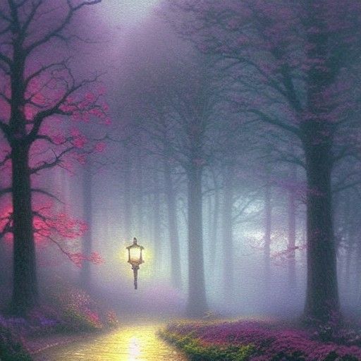 Ethereal Fantasy Landscape in Kinkade Style