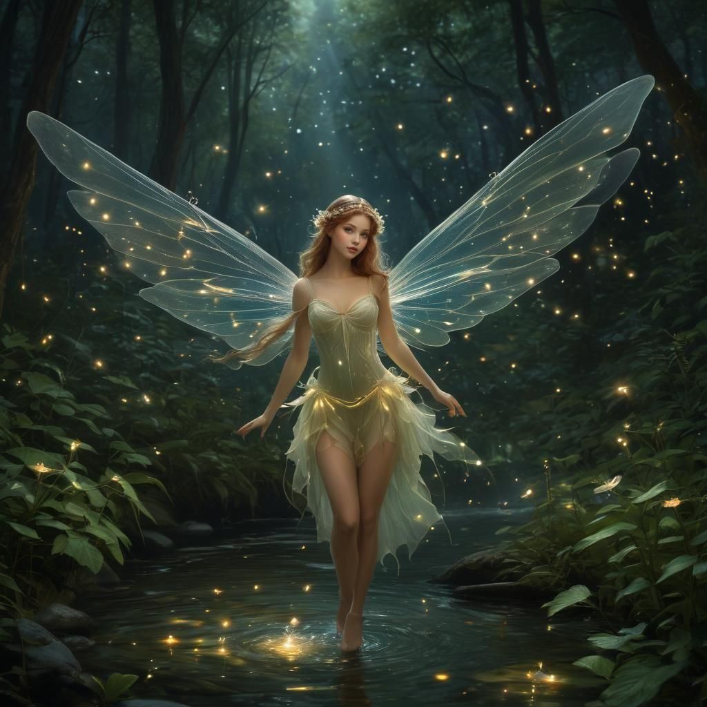 Ethereal Fairy in Moonlit Forest