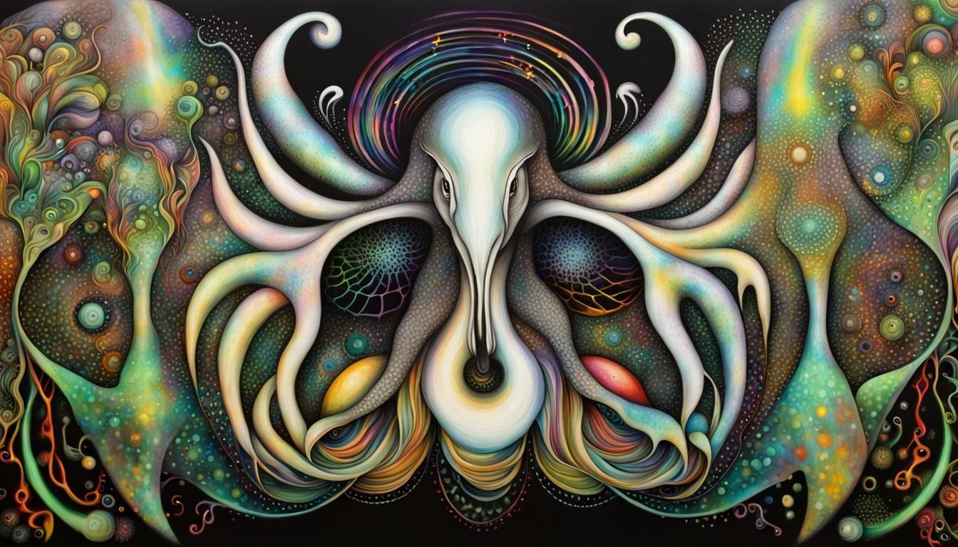 Echidna Dream: Graffiti Art with Fractal Wavefunction