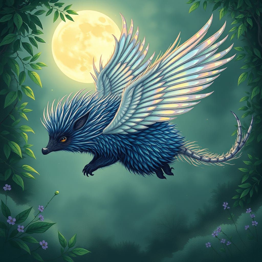 A winged porcupine