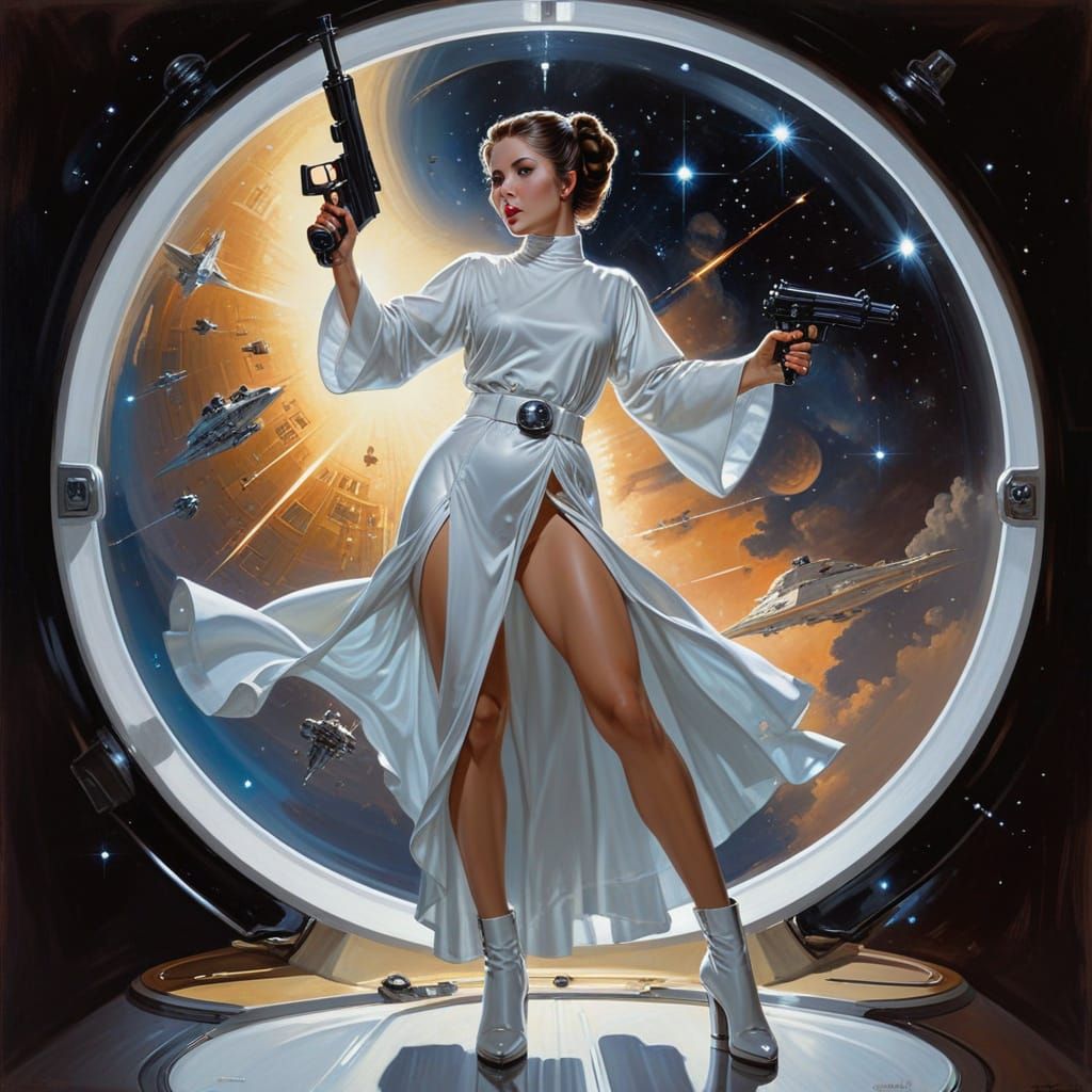Princess Leia in Retro Sci-Fi Pin-Up Style