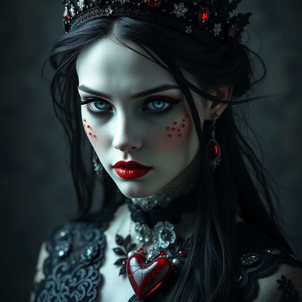 Gothic Vampire Goddess with Electric Blue Eyes
