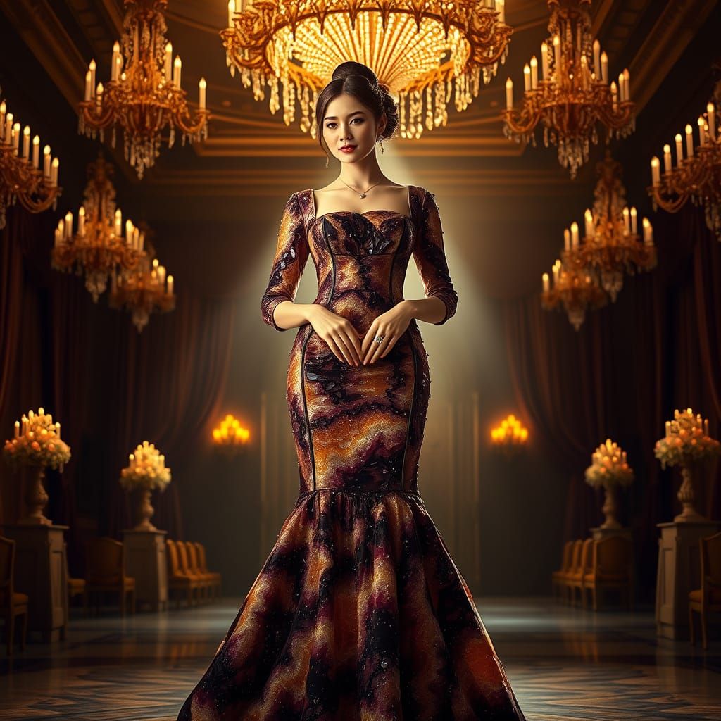 Ethereal Ballroom Goddess in Crystal Geode Gown