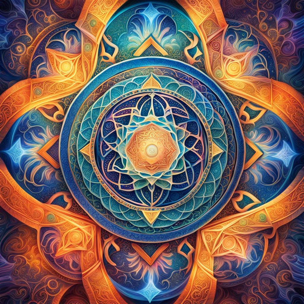 Vibrant Healing Mandala of Abrahamic Faiths