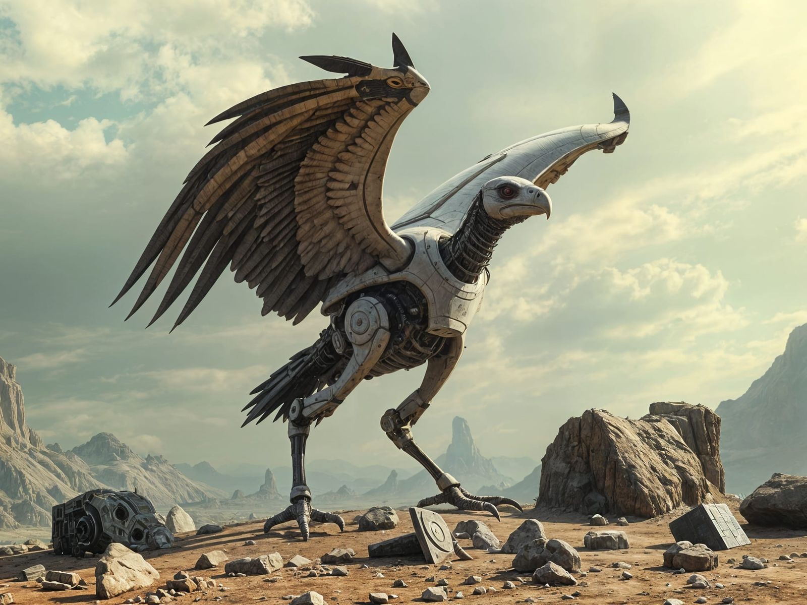 Cybernetic Vulture of Retrofuturistic Proportions