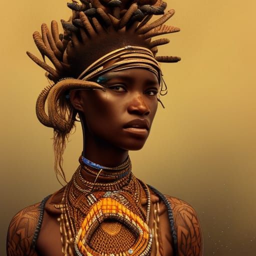 Detailed Portrait of an African Tribal Woman