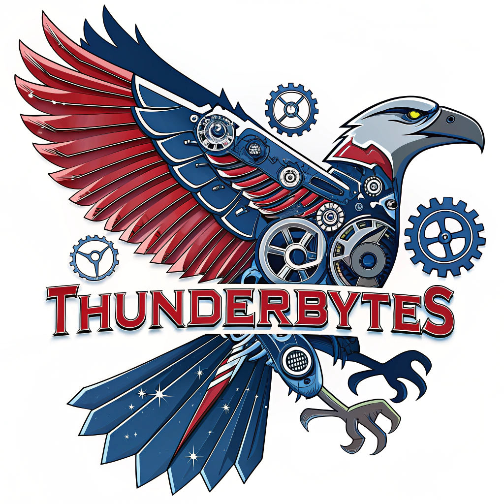 Thunderbytes Robotics Team Logo Featuring Mechanical Thunder...