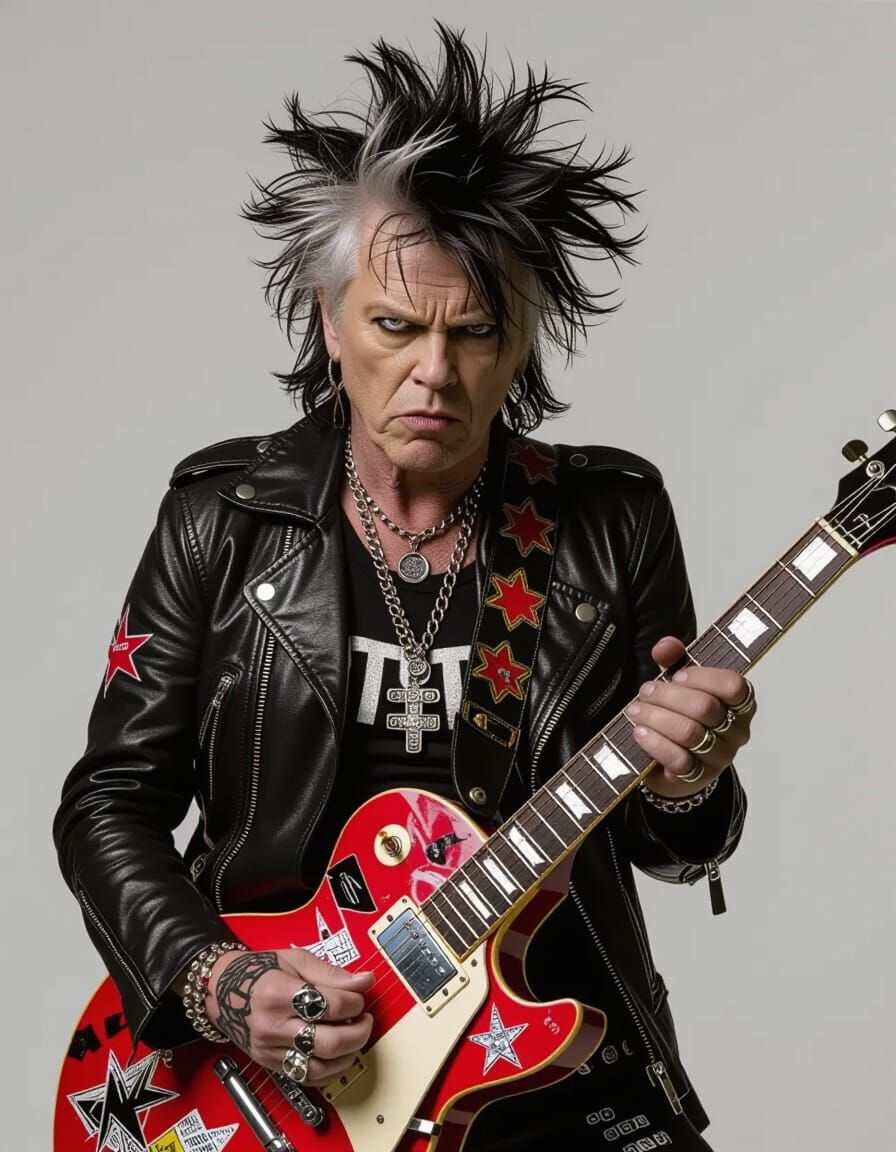Punk Rock Musician with Decorated Guitar, Annie Leibovitz St...