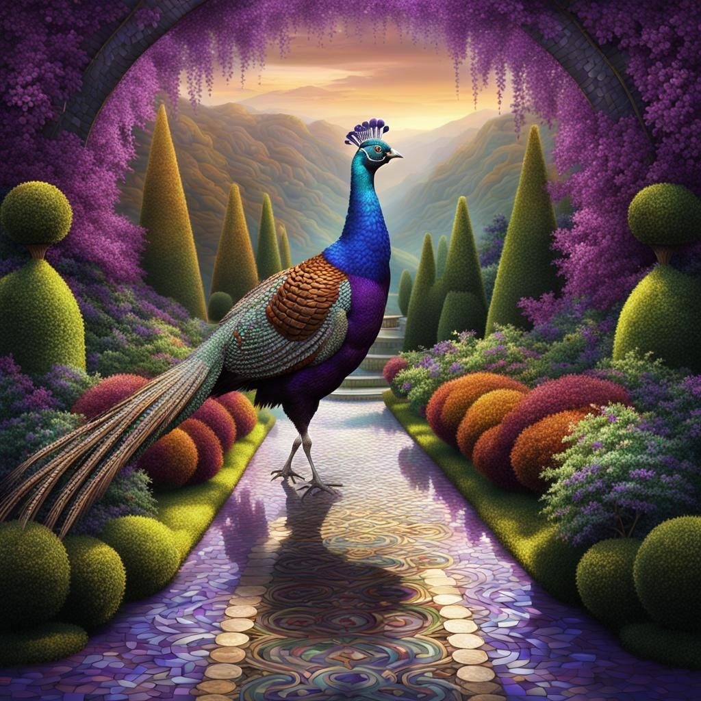 Pheasant-Peacock Hybrid on Crystal Mosaic Trail