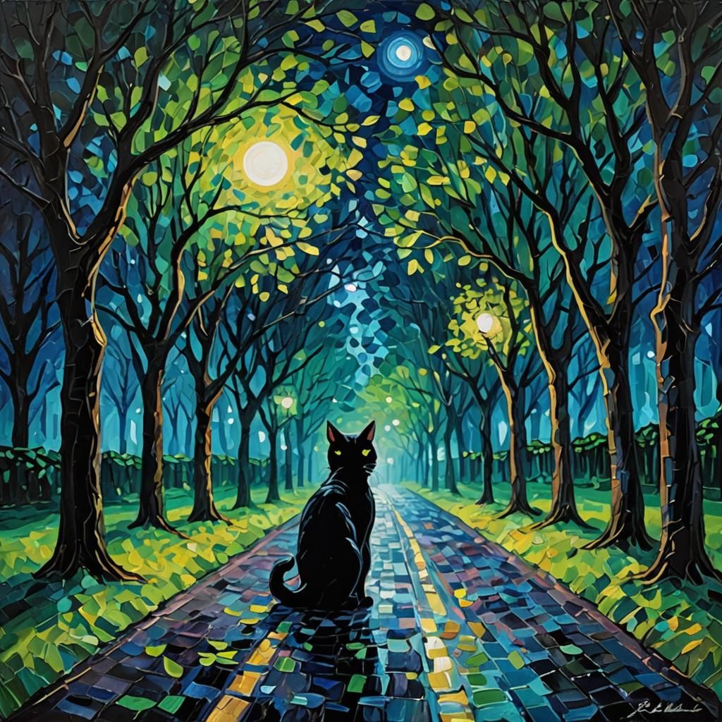 Black Cat Stalks by Night
