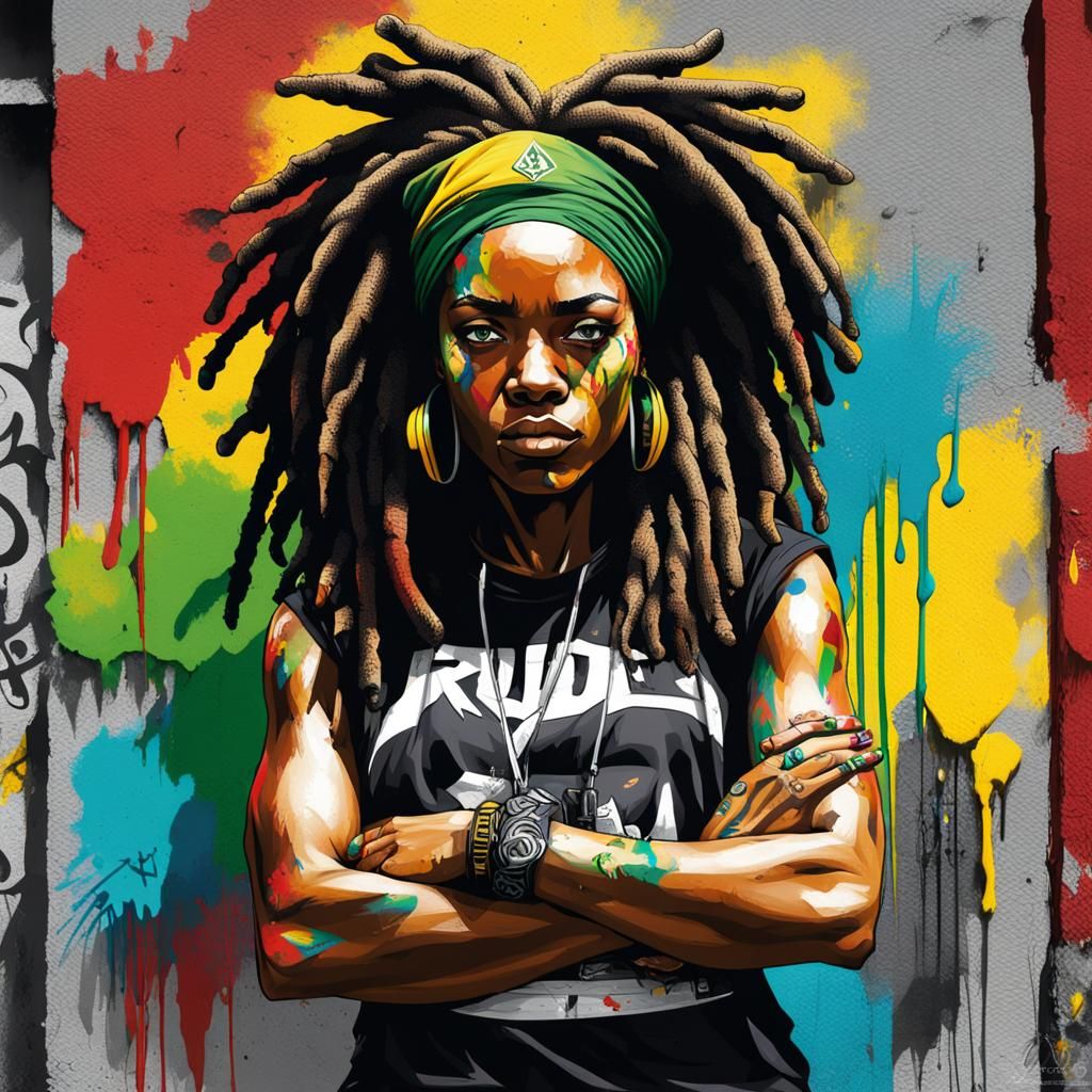 Defiant Jamaican Girls in Graffiti Street Art