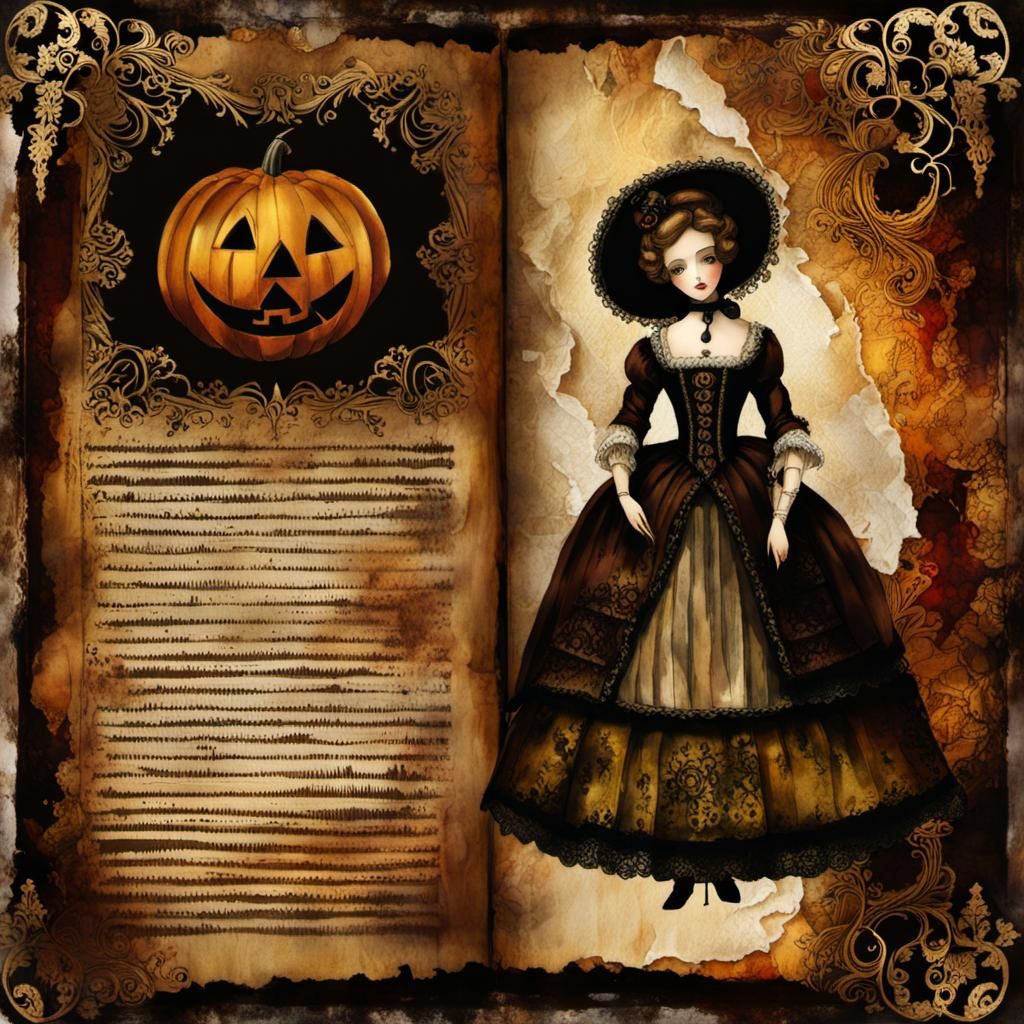 Haunted Halloween Dollhouse in Watercolor Style