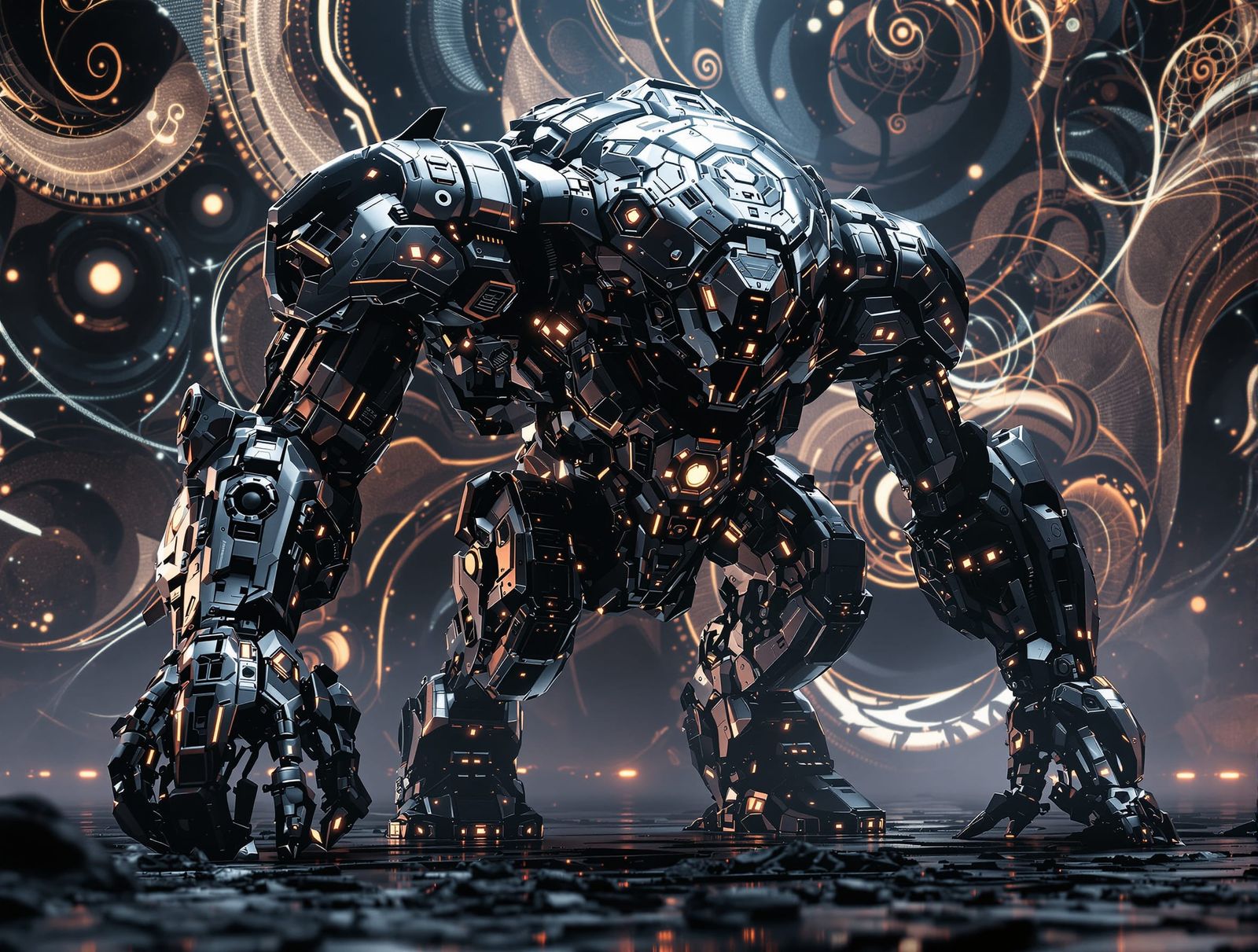 Epic Sci-Fi Mech Scene with Polished Metal Details