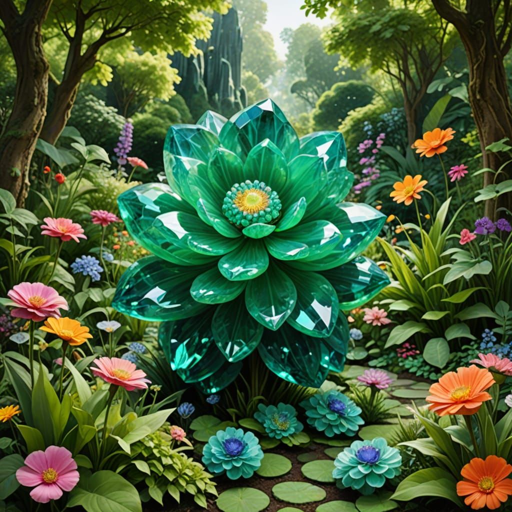 Whimsical Beryl Gemstone Garden Blooms in Vibrant Colors