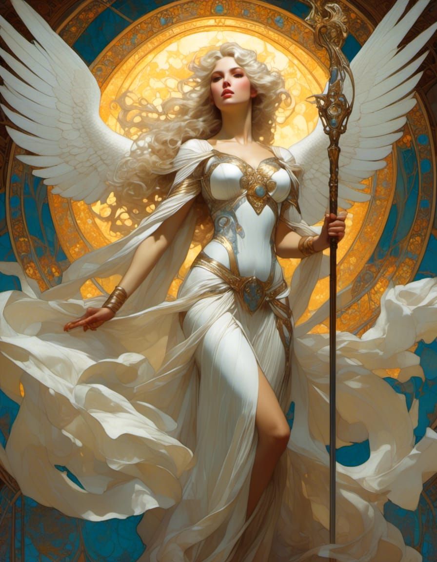 Art Nouveau Angel of Hope with Spear