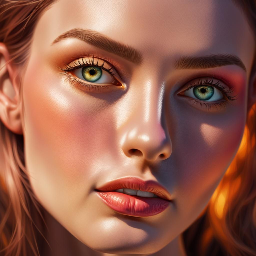 Hyperrealistic Portrait of a Confident Girl in Oils