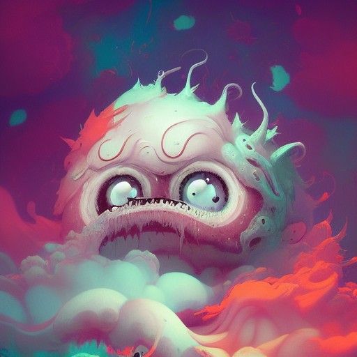 Cute Fluffy Eldritch Monster in Digital Illustration