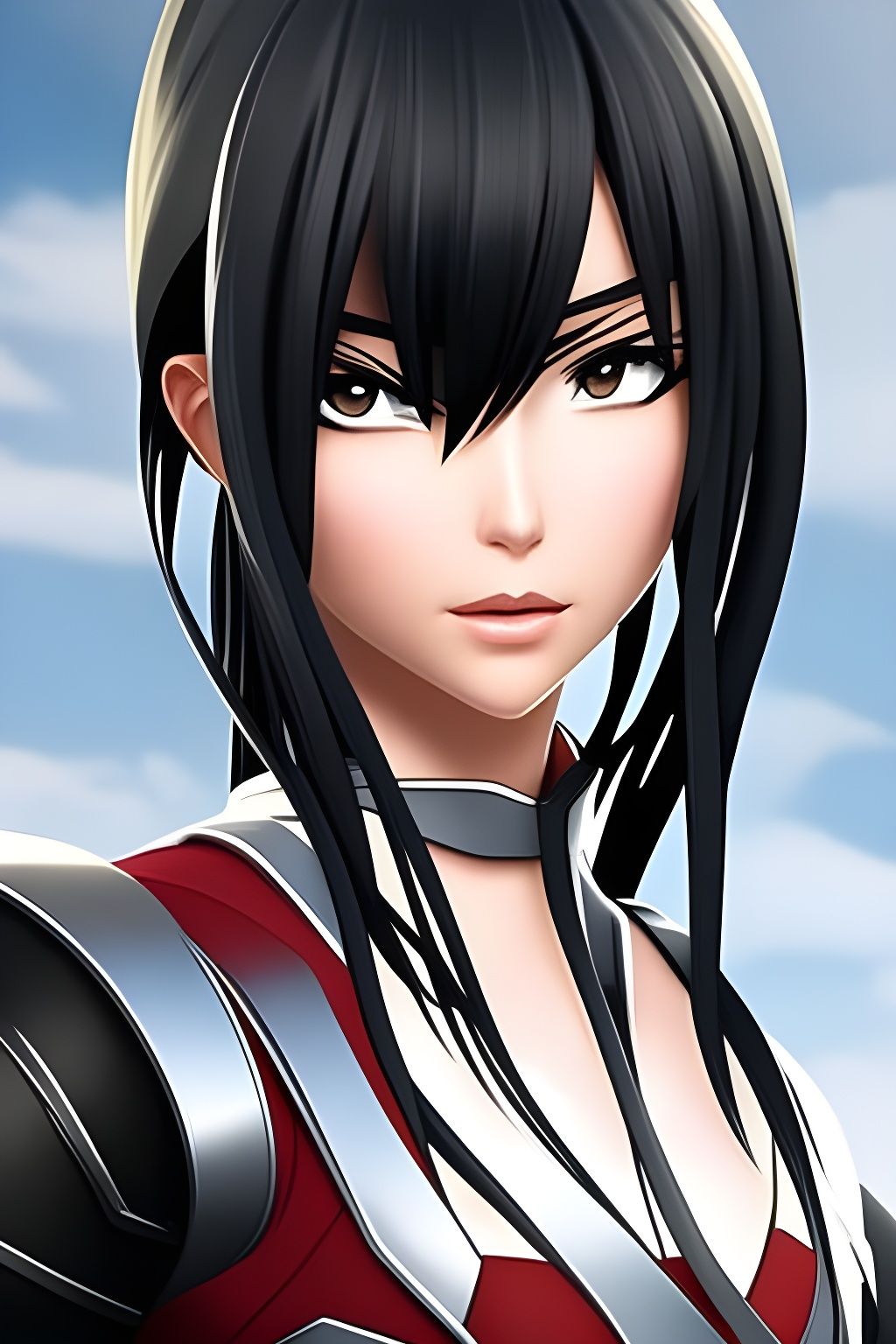 Hyperdetailed Goth Anime Girl Portrait in Sci-Fi Style