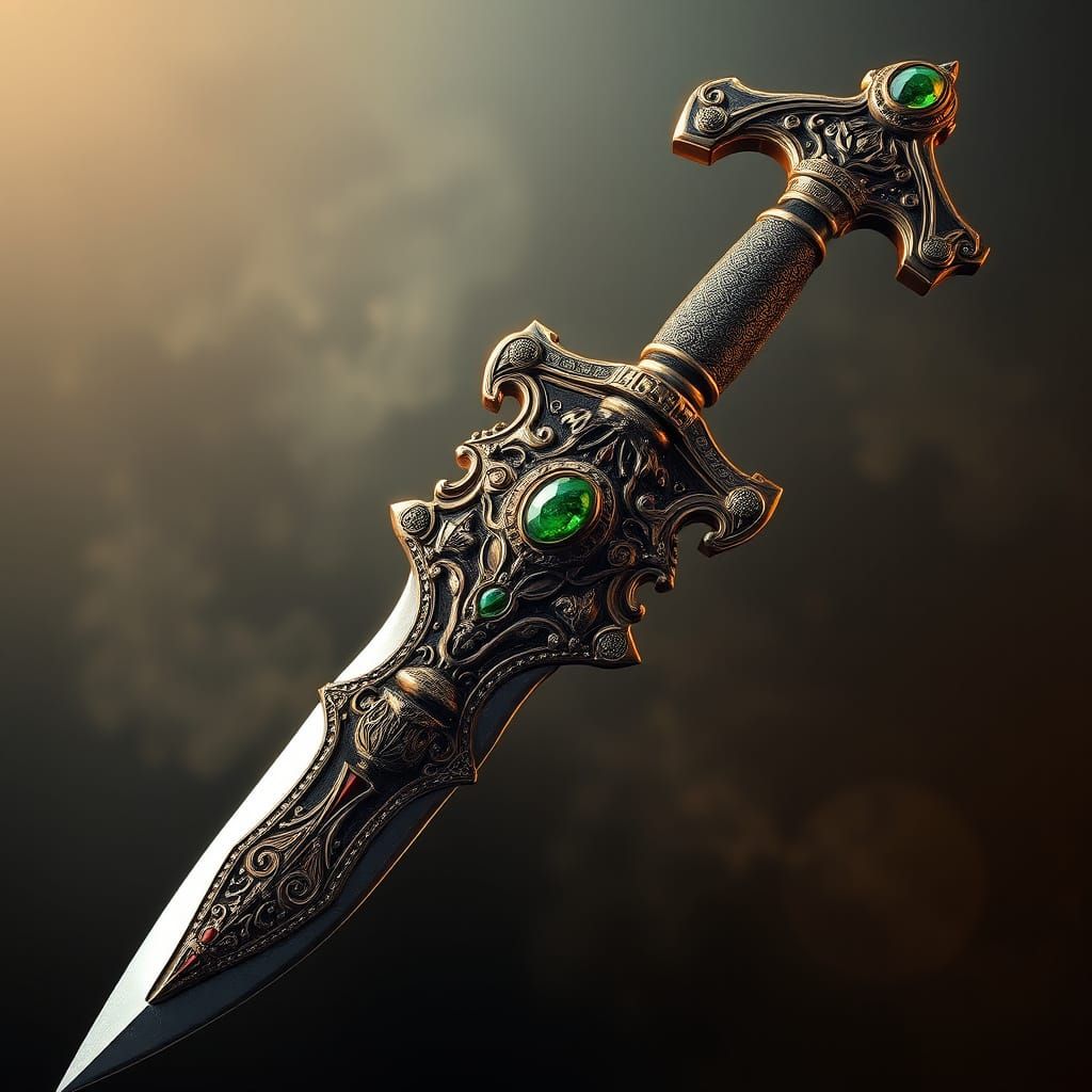 Epic Mongolian Dagger in Smoky Steppes