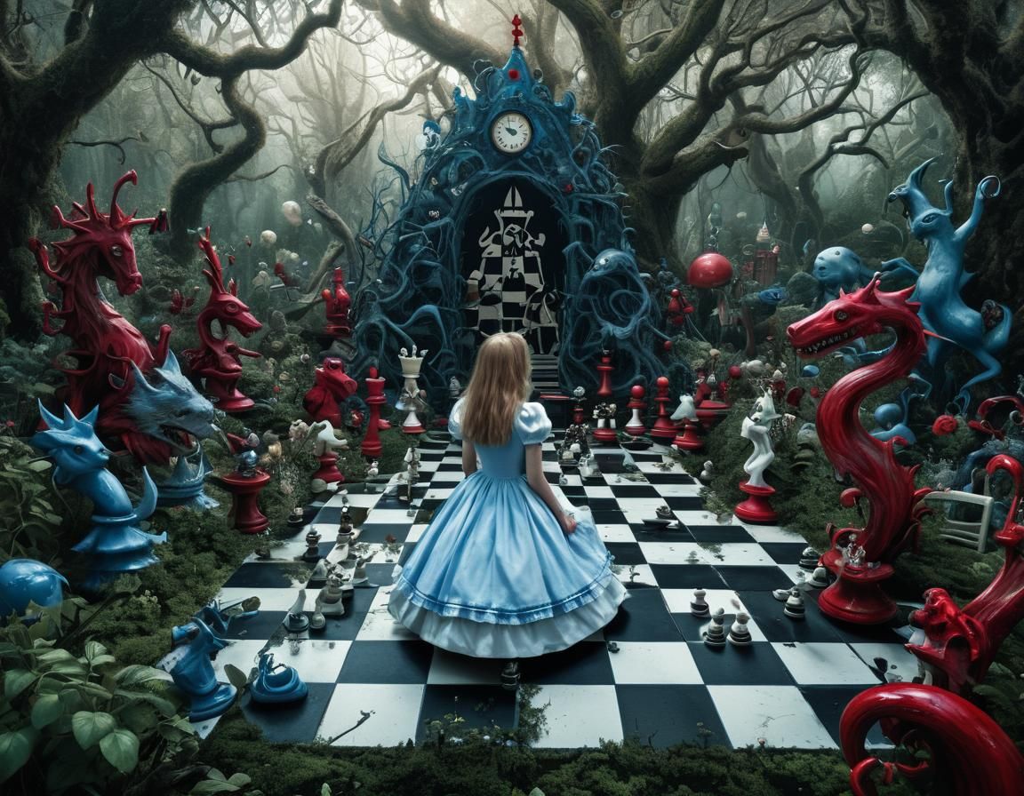 Dark Alice in Wonderland Surreal Scene