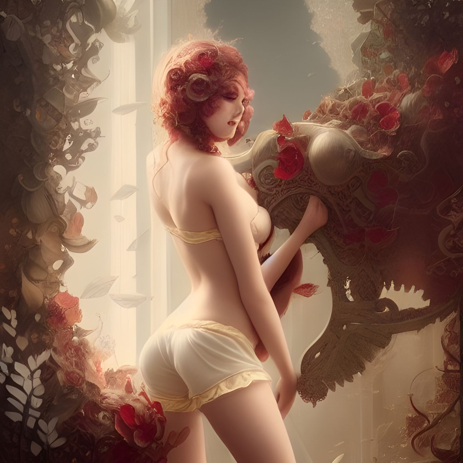 Pillow Fight in Sultry Pajamas, Digital Art