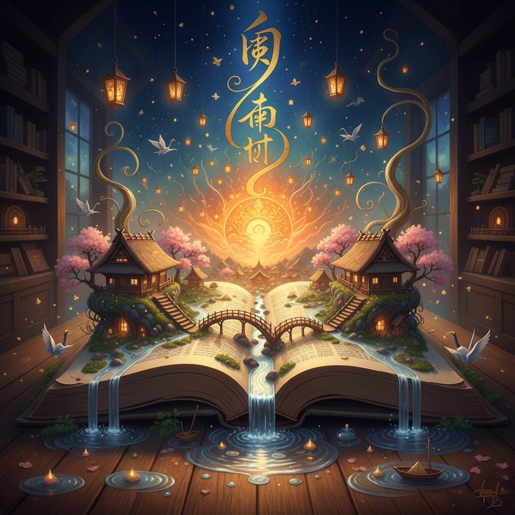 Miniature Japanese World Inside Ancient Book