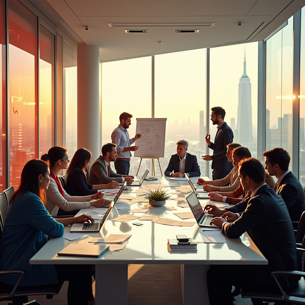 Modern Meeting Room with City View in High-Tech Style