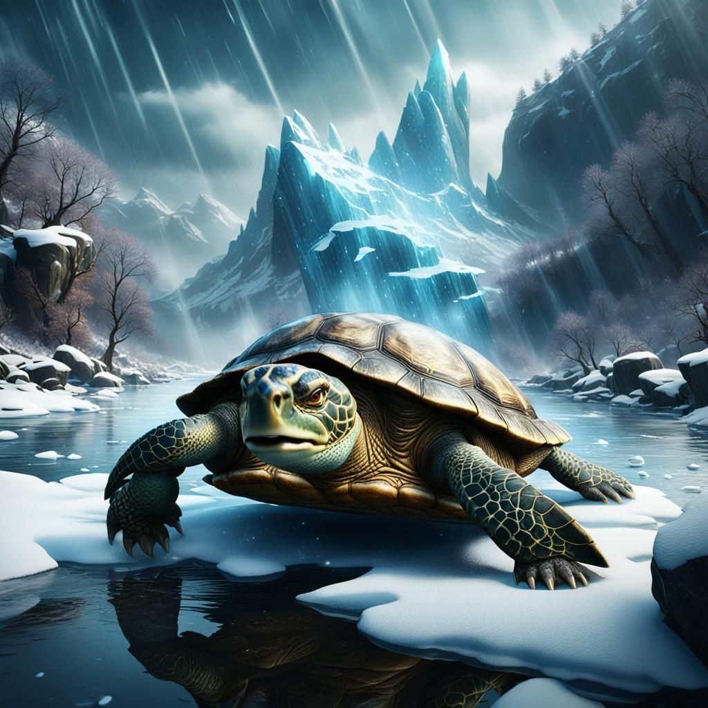 Majestic Turtle Goddess Rains Ice and Snow