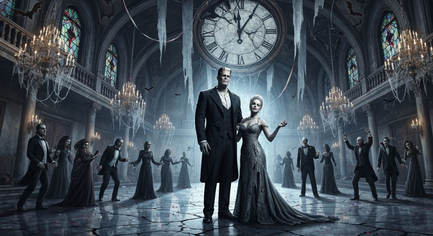 Frankenstein and Bride at Haunted New Year's Ball
