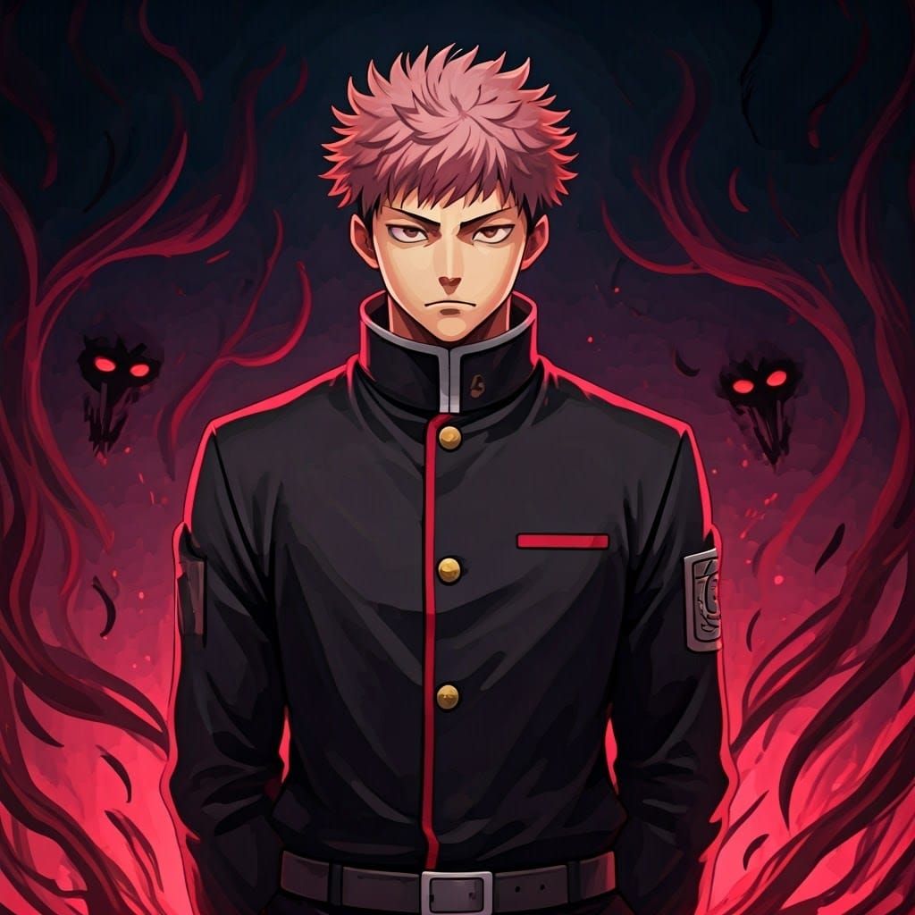 Mysterious Dark Fantasy Anime Hero in Black Uniform