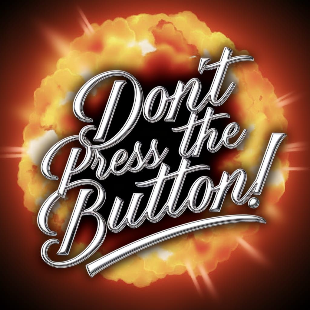 Cautionary Chrome Message Illuminated by Fiery Explosion