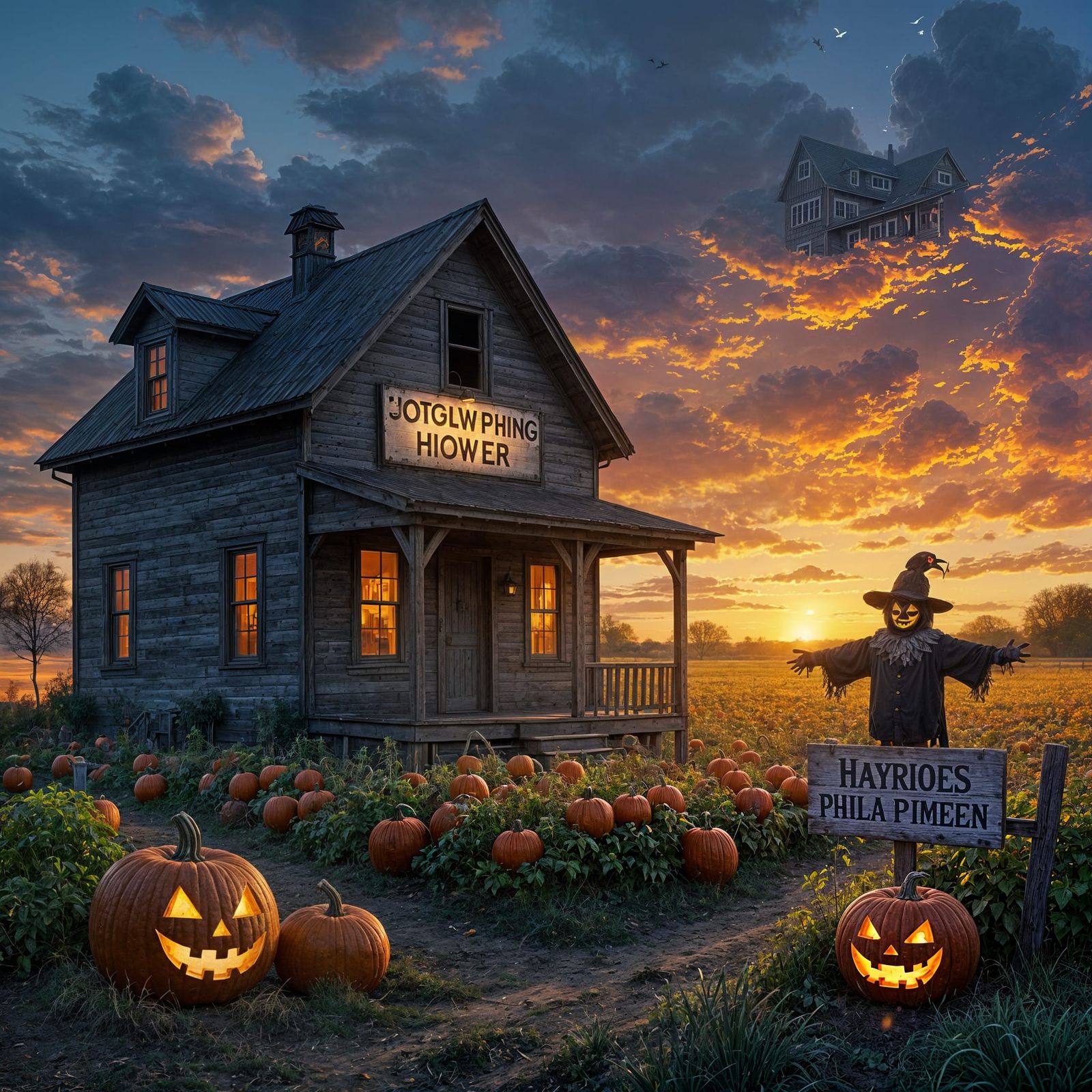 Zeppelin Farms Spooky Autumn Morning Scene