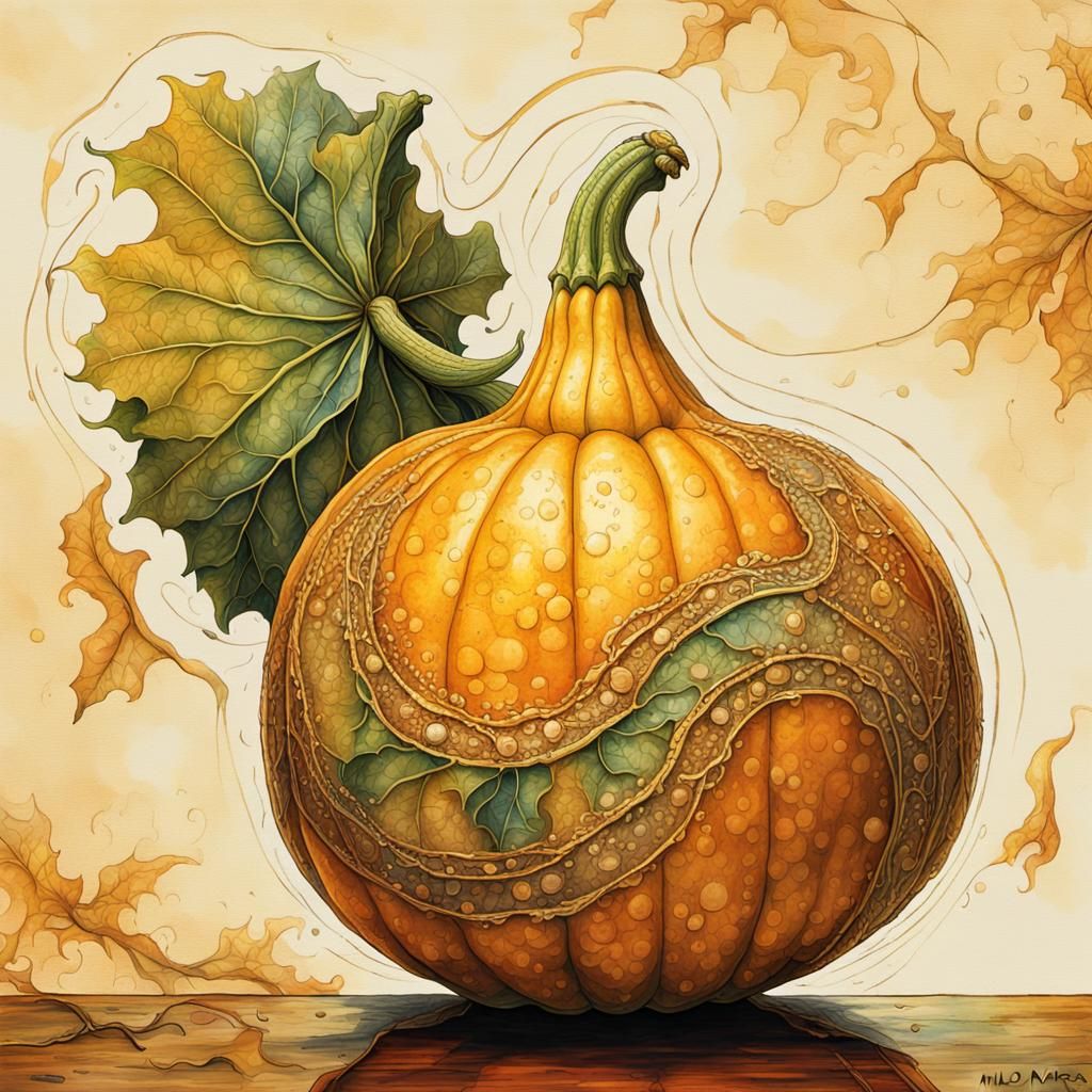 Gourd Close-Up in Vibrant Bande Dessinées Style