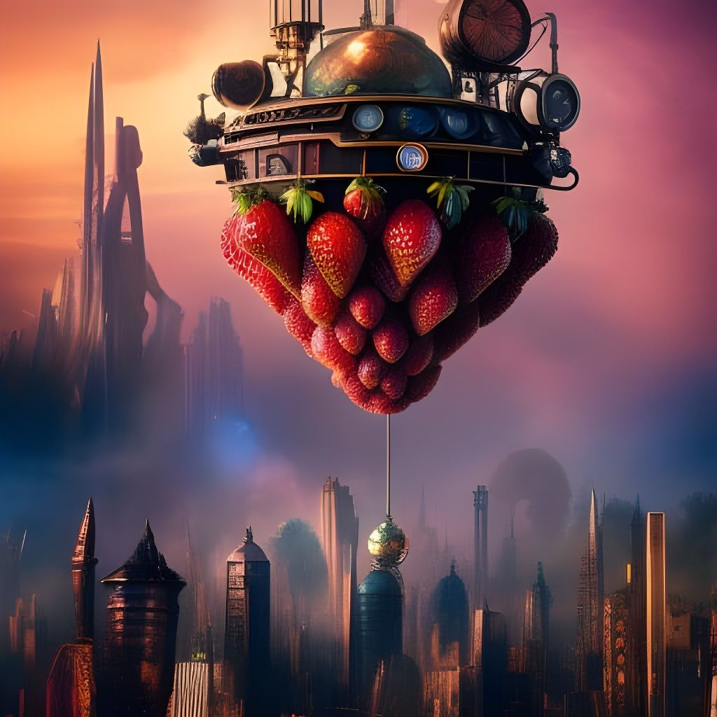 Steampunk Strawberry Spaceship Lands: Fantasycore Cityscape