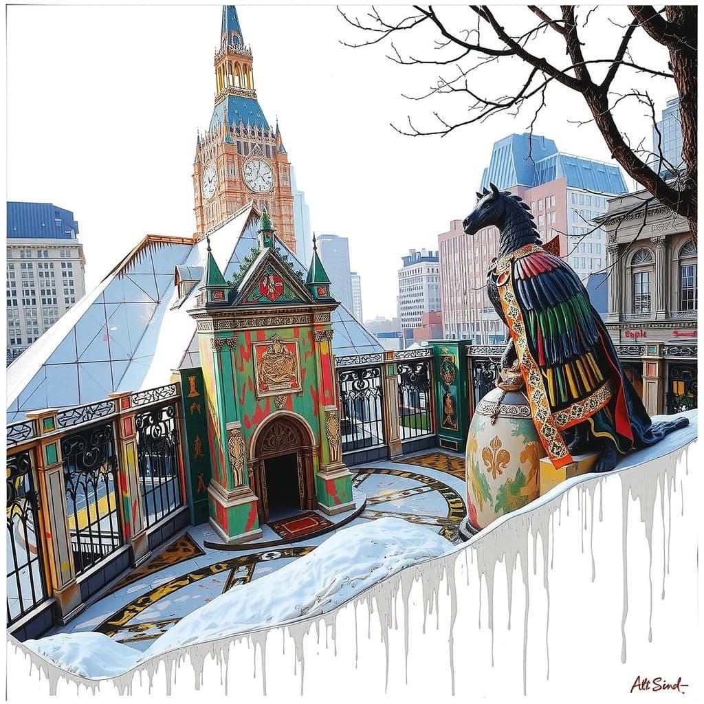 Hyperrealistic Sculpture Reflecting Grandeur in Vivid Colors