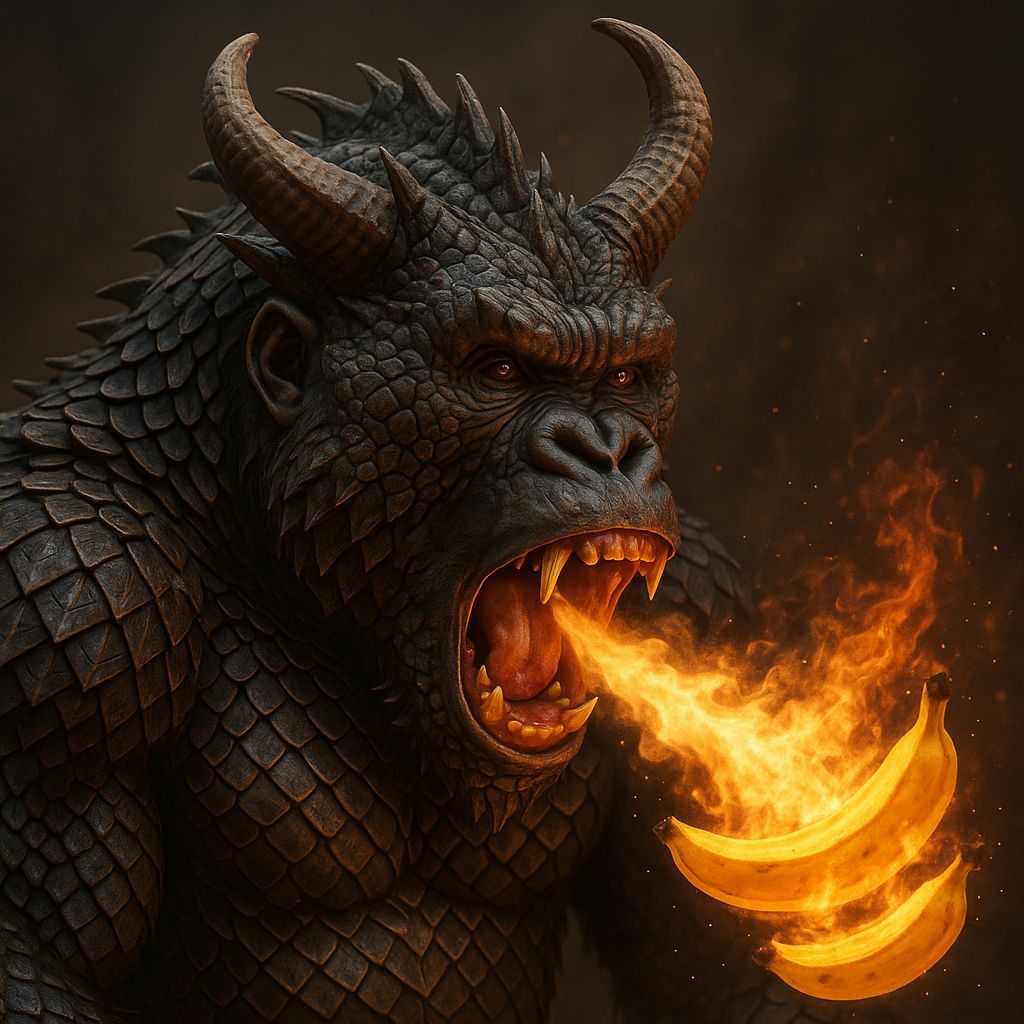 Kongzilla: Dragon-Scaled Gorilla Breathing Banana Flames