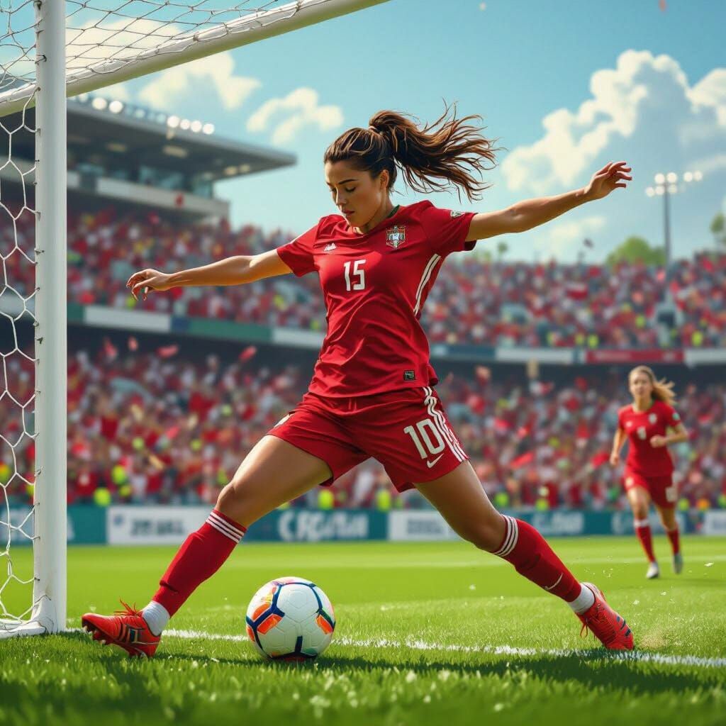 Portuguese Goalkeeper Saves Goal Amidst Vibrating Crowd