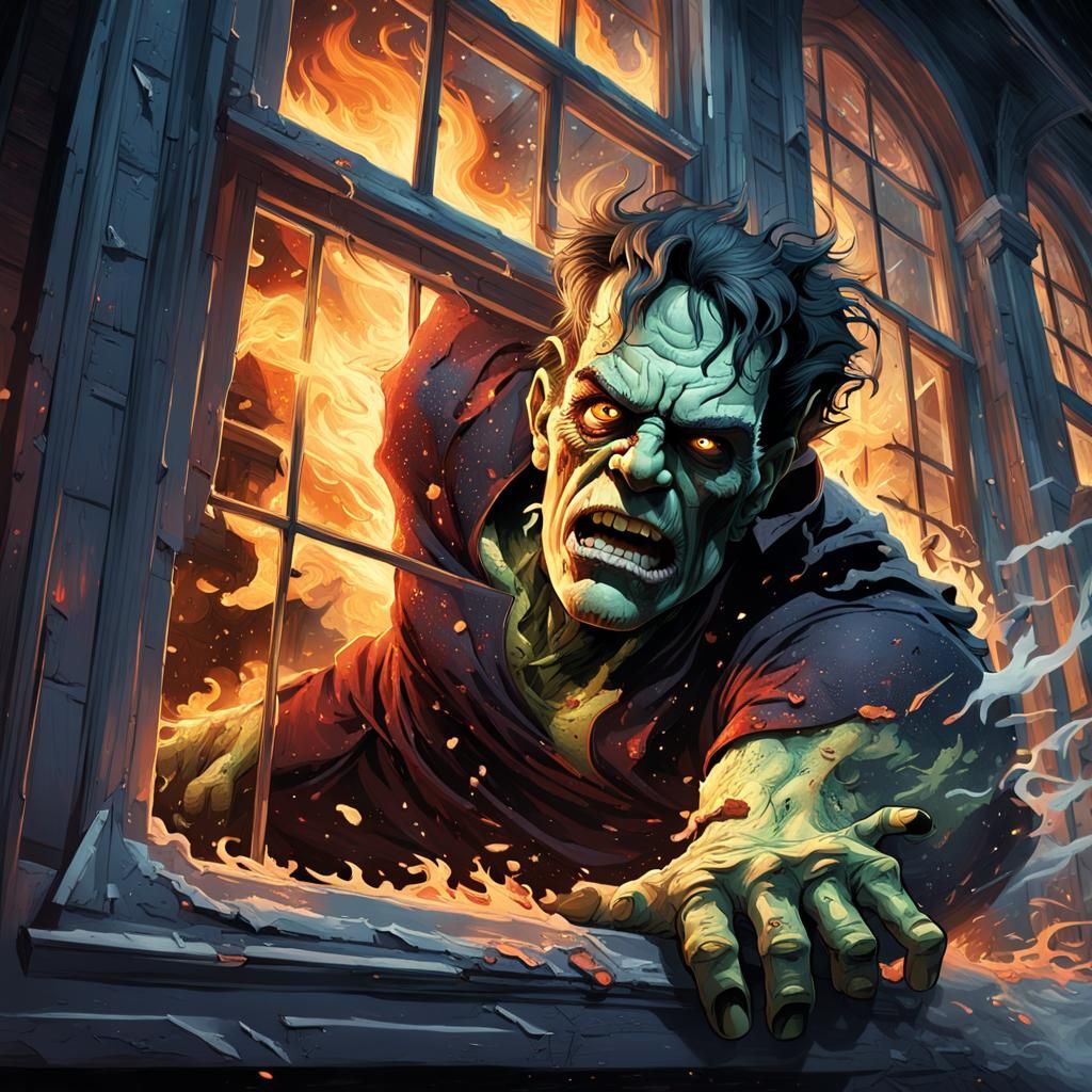 Frankenstein's Escape: Dark Fantasy Concept Art
