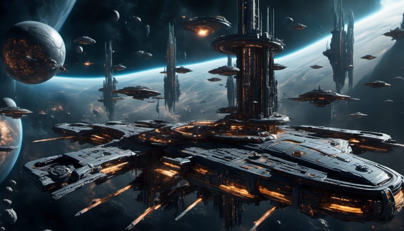 Colossal Space Battle Station Dominates the Void