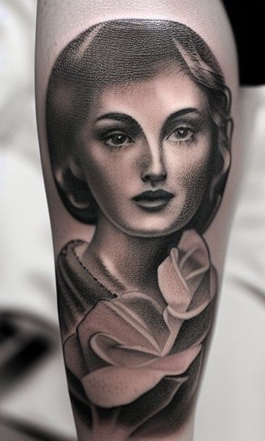 Majestic Woman in Vintage Tattoo Style