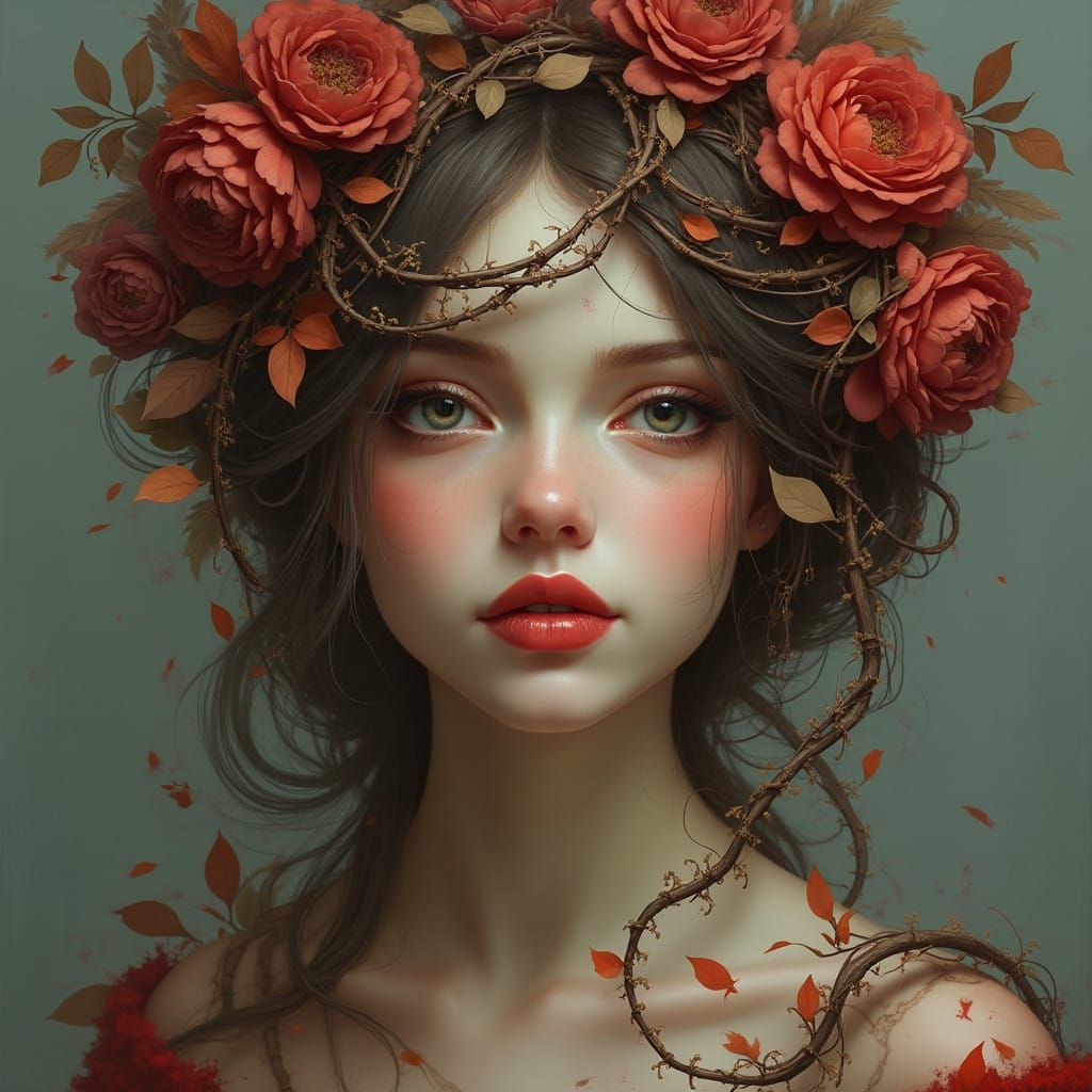 Romantic Portrait of a Woman in a Floral Crown