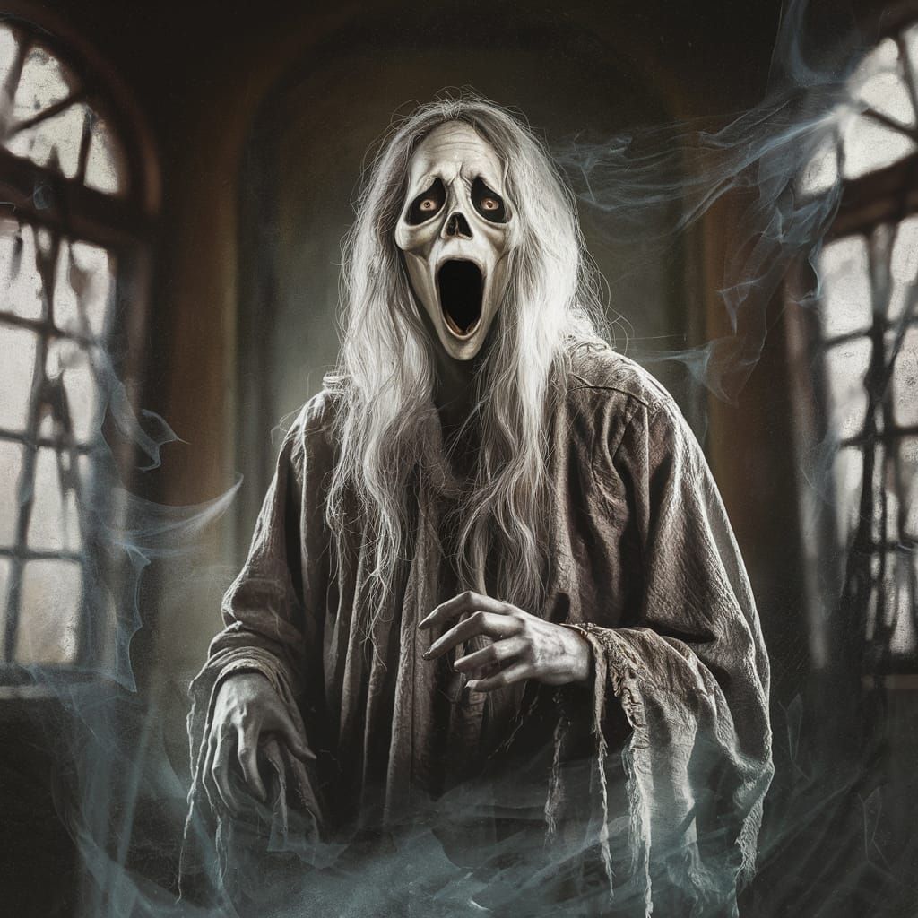 Ethereal Ghost Portrait in Dark Horror Style