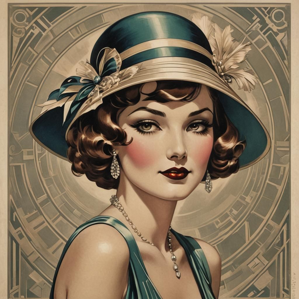 Art Deco Cigarette Girl Illustration